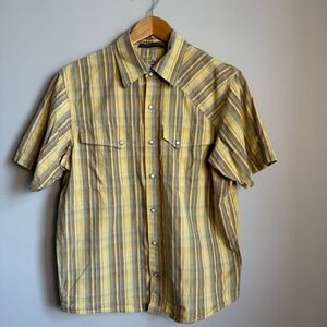 Mountain Hardwear Mens Organic Cotton Pearl Snap Shirt Western Plaid Size Medium